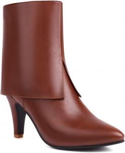 Женские короткие сапоги Ephirebra с острым носком и широким голенищем, на шпильке, с боковой молнией, удобные и элегантные, Coffee