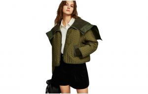 ELLE Пуховик Women's Green Hooded Moderate Others