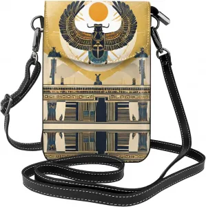 Маленький чехол для телефона с принтом египетского скарабея, сумка через плечо с магнитной застежкой и отделениями для карт, из искусственной кожи Ultra Fiber.