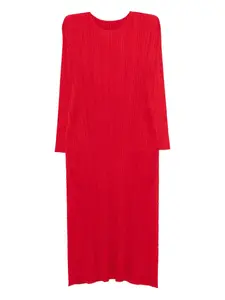 Платье миди с длинными рукавами Pleats Please Issey Miyake, красный