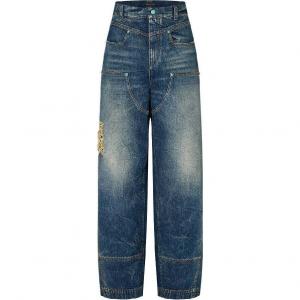 Осень/Зима 24 Джинсы из стираного денима для спецодежды Louis Vuitton, синий
