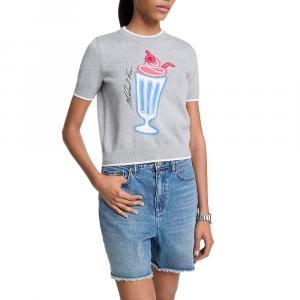 Graphic Knit Short Sleeve Sweater MICHAEL KORS, серый
