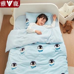 Yalu Детское одеяло 120х150 см, вес 1,75 кг, молочный флис, чехол и наполнитель, A-класс, съемный чехол, цвет 乖萌小企鹅
