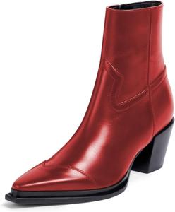 Женские зимние ботильоны YDN, модные, с заостренным носком, массивным каблуком средней высоты, боковой молнией, короткие ботинки на вечеринку и под платье, размеры 4-16 US, Red