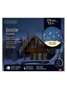 Lumineo Светодиодная гирлянда ICICLE TWINKLE 175, 7,5 м, черный кабель, теплый белый свет