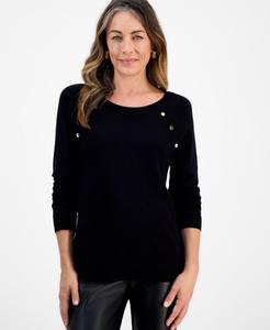 Небольшой свитер с пуговицами, эксклюзивно для Macy's JM Collection, Deep Black