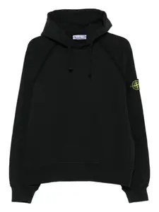 Хлопковая толстовка с капюшоном Stone Island, черный