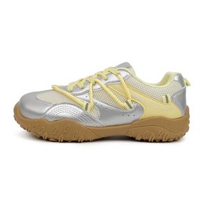 WARRIOR Женские повседневные туфли с амортизацией, износостойкие, цвет «желтый рис» с серебряными нитями