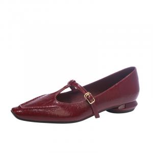 Zubumei Женские туфли Мэри Джейн на массивном каблуке — бордовые, цвет Burgundy