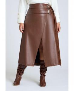 Женская юбка из искусственной кожи с двойным поясом ELOQUII, Rocky road