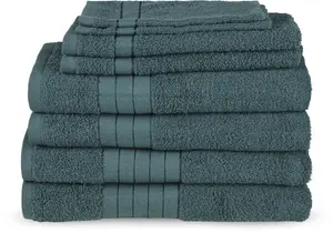 Комплект полотенец доброе утро "Uni" (набор, 8 шт.), с тканым краем Good morning 70х140 см (8 шт.), темно-зеленый