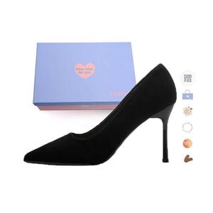 Xingdiman Туфли-лодочки на тонком каблуке из черной замши высотой 6 см в подарочной упаковке, цвет Black Suede 6CM[Gift Box Set]