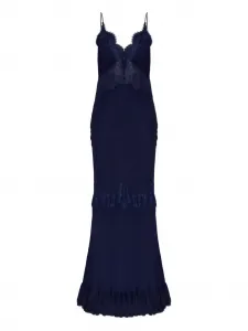 Длинное платье с оборками из кружева Self-Portrait, синий