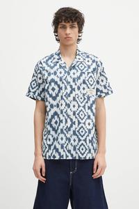 Хлопковая рубашка Homelane Printed S/S Relaxed Fit Shirt Barbour, темно-синий