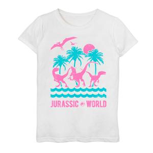 Неоновая футболка с плакатом «Мир Юрского периода» для девочек 7–16 лет Licensed Character, белый