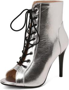 Женские ботильоны-гладиаторы MRKEWUNEY с открытым носком, 24 Silver