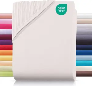 Простыня на резинке джерси 130х200 см из 100% хлопка, однотонная, натурального цвета Carpe Sonno