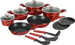 Набор посуды из 15 предметов с мраморным покрытием, подходит для индукционных плит. B2X