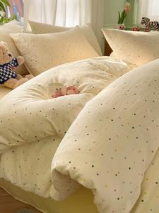 MIDO HOUSE Комплект постельного белья 4 предмета, 1.5 м, простыня, пододеяльник 200x230 см, класс А, материнство и детство, цвет YCJ, разноцветный горошек