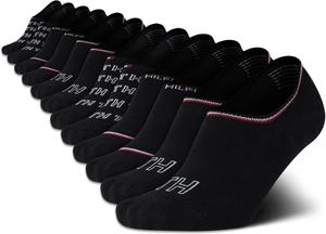 Женские носки Tommy Hilfiger для показа на сцене - 12 пар дышащих спортивных носков без косточек - тонкие, с низкой посадкой, для женщин (размер обуви: 4-10), All Black