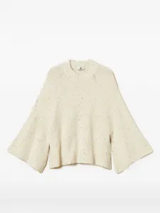 Свитер с широкими рукавами и пайетками Twinset, белый