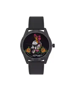 Женские часы с матовым черным силиконовым ремешком 40 мм Ed Hardy