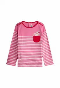 Футболка в бретонском стиле с длинными рукавами и карманом в виде единорога, прямого кроя. Jojo Maman Bébé, Mid Pink
