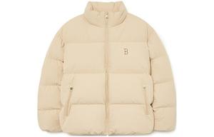 Пуховик унисекс из льна бежево-желтый MLB