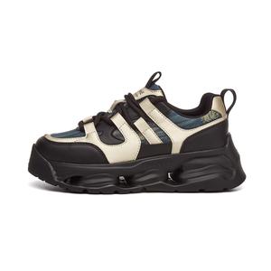 Женские повседневные туфли DAPHNE на низком каблуке, черные с золотом