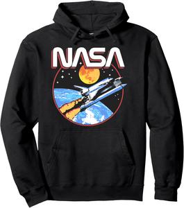 Худи NASA в стиле ретро «Взлет в космос», черный