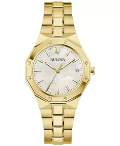 Женские наручные часы Prestige с браслетом из нержавеющей стали золотого оттенка, 32 мм Bulova