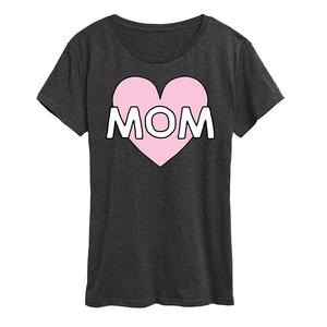 Женская футболка с рисунком Mom Heart, цвет Heather Charcoal