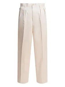 Брюки прямого кроя с плиссировкой, карманами, заклепками KAPITAL, нейтральный