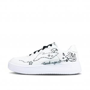 Мужские низкие скейтборд-кеды Li Ning Goodnight, Little Cat, черные с белым