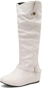 Женские ботинки средней длины с плоской подошвой, низкий клин, стиль Ренессанс, удобные повседневные ботинки, зимние ботинки на пуговицах Generic, White