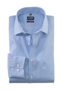 Деловая рубашка Olymp Luxor, современный крой, New Kent, нагрудный карман, полоски, мужская OLYMP, цвет Bleu
