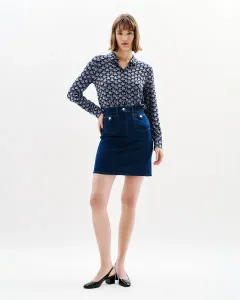 Короткая джинсовая юбка с передними карманами Caroll, синий