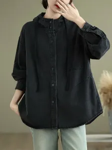 Джинсовая толстовка, рубашка, куртка, женская верхняя одежда Doux Belle, цвет Black