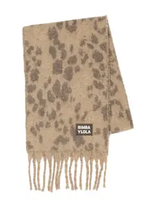 Шарф с бахромой и анималистичным узором Bimba Y Lola, коричневый