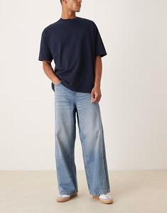 Джинсы свободного кроя со вставками по бокам светло-голубого цвета Asos Design