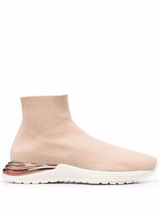 Ferragamo кроссовки с контрастной вставкой металлик, нейтральный цвет