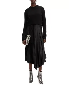 Платье-Макси Jax 2-в-1 с плиссировкой Allsaints, черный