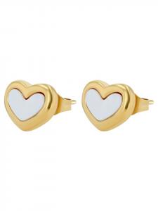 Adeliás Женские серьги - серьги-гвоздики в форме сердца из нержавеющей стали с перламутровыми вставками в золотом исполнении