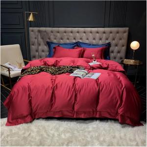 IBDRYKK Комплект постельного белья черный жаккардовый хлопковый 1000TC Red