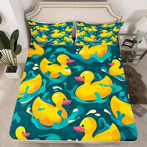 Erosebridal Пододеяльник Yellow Duck с морскими животными, милый мультяшный дизайн, принт диких животных, Blue Yellow