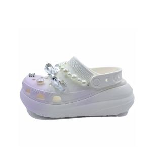 Crocs Сабо Crush Clog унисекс белого и фиолетового цвета