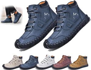 Мужские ботинки - поддержка свода стопы, противоскользящие, водонепроницаемые, кожаные ботинки с широкой колодкой Generic, синий