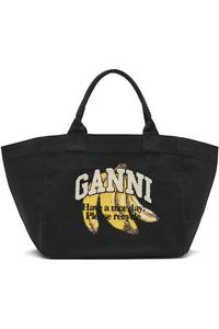 Сумка-Шоппер с принтом банана размера XXL Ganni, черный