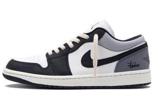 Jordan Эйр 1 "Блэк Семент" устойчивые к истиранию низкие винтажные баскетбольные кроссовки унисекс черный белый серый, цвет Black White Gray