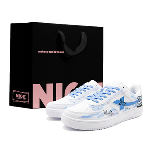 XTEP Кроссовки Air Force One с низким верхом для скейтборда, устойчивые к истиранию и скольжению, мужские, белые, синие